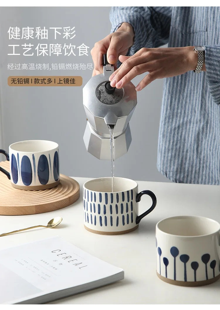 Japanese Coarse Color Ceramic Water Cup Hand Painted Teacup Coffee Underglaze Mug