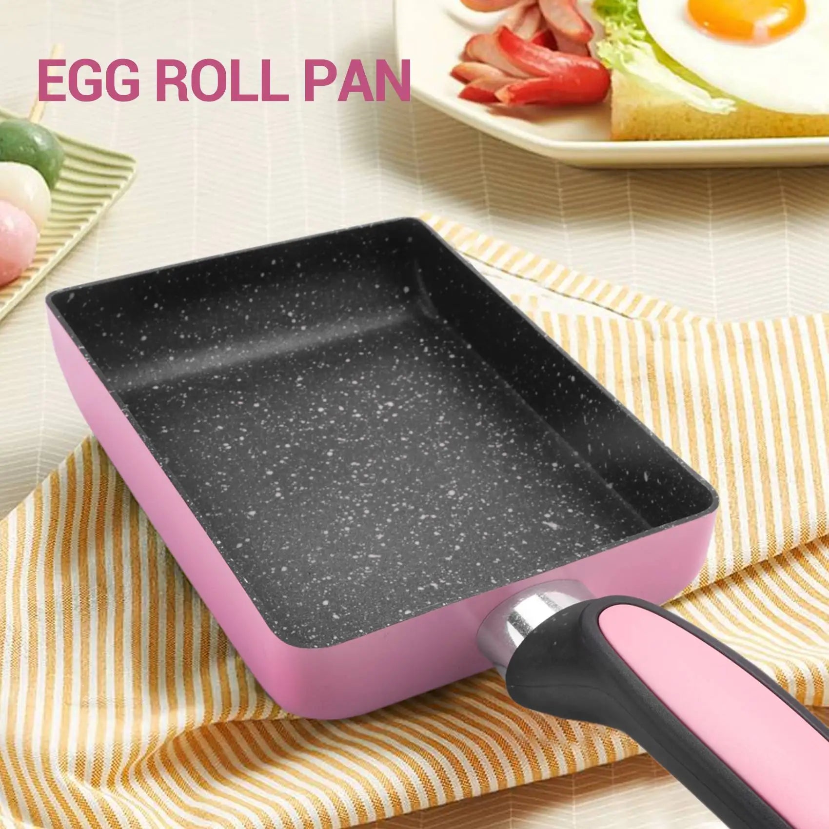 Pink Tamagoyaki Pan Japanese Omelette Pan, Non-Stick Coating Square Egg Pan to Make Omelets or Crepes