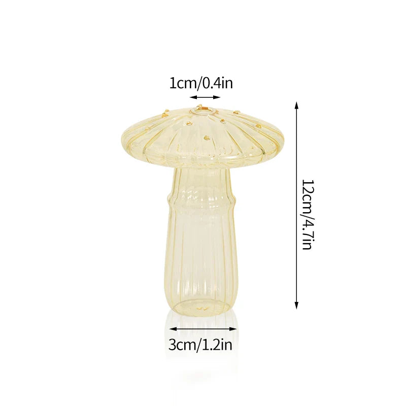 Mushroom Glass Vase Transparent Flower Pot Hydroponic Flower Bottle Jelly Color Plant Pots Aromatherapy Bottle Desktop Decor
