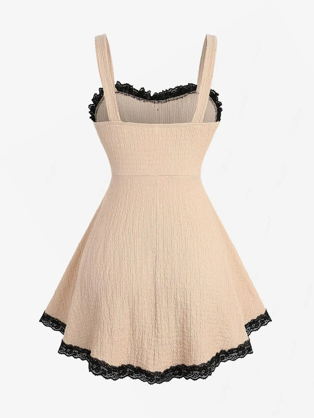 Rosegal Plus Size Women Bowknot Lace Trim Lace-up Two Tone Textured Tank champagne Top  New Women Spring, Summer Casual Vest