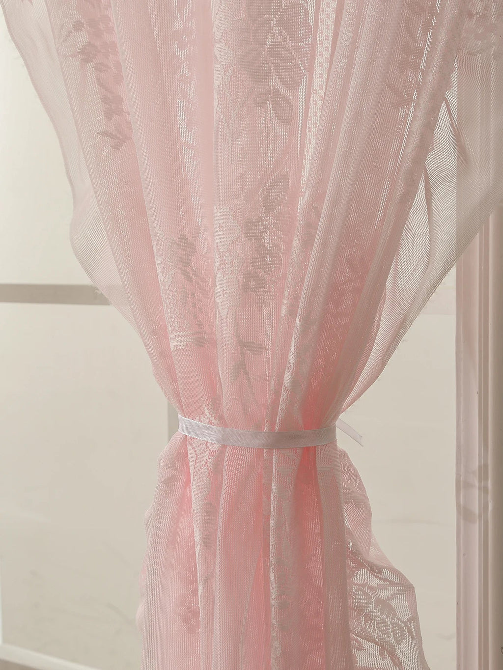 Pink Lace Round Mirror Rod Pocket Curtains for Girls Cute Atmosphere Bedroom Balcony Home Decor Curtains