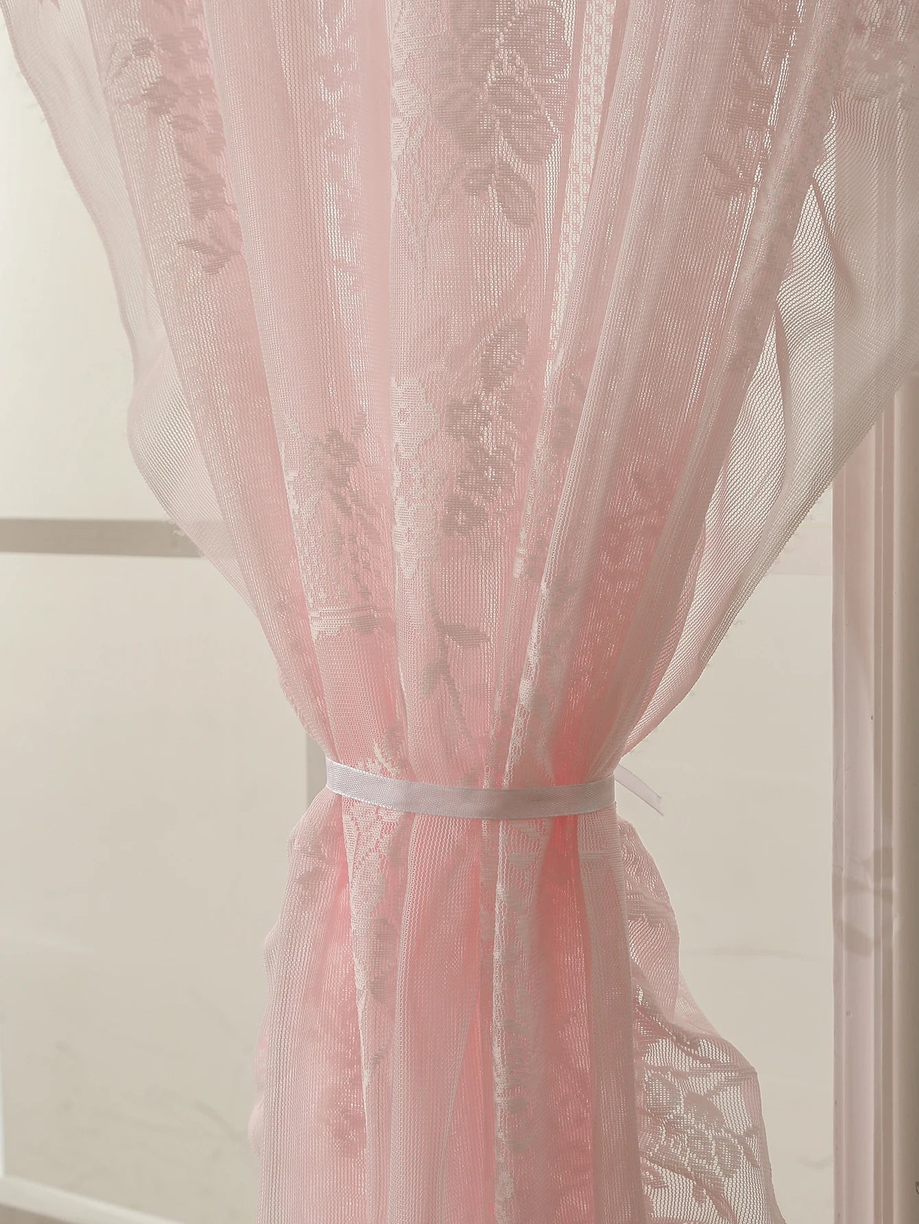 Pink Lace Round Mirror Rod Pocket Curtains for Girls Cute Atmosphere Bedroom Balcony Home Decor Curtains