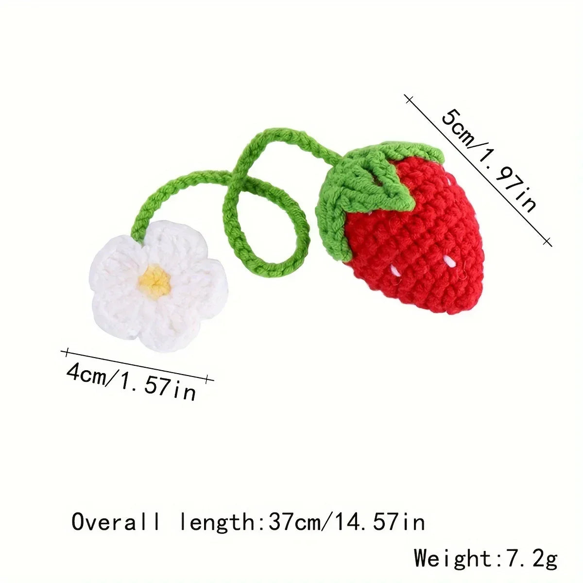 Cute Knitted Strawberry Pendant Knitting Flower Bag Pendant Creative Crochet Flower Curtain Tie Decor