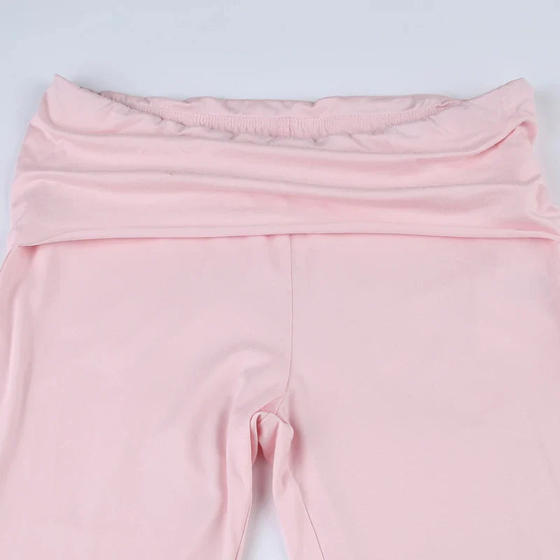 Slash Neck Top and Casual Pants Sets Women's Two Pieces Of Outfits Streetwear Solid Fashion Y2K Basic Slim Clothes