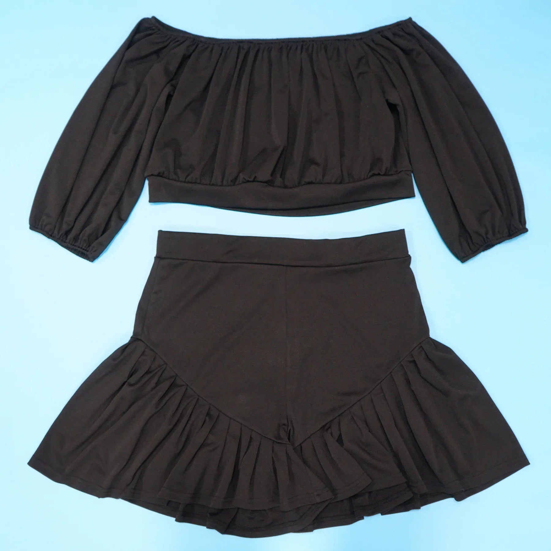 Plus Size Women's Set Long Sleeve Slash Neck T-Shirt and Shorts Summer Ruched Two 2 Piece Set Outfits Tracksuit