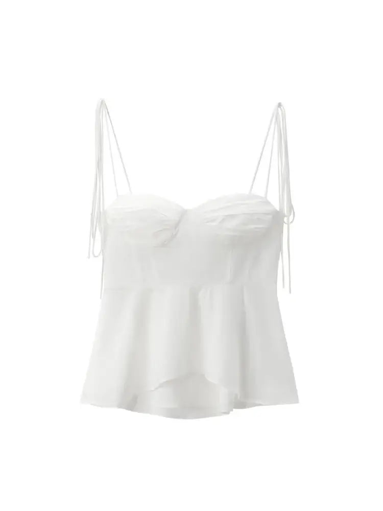 Lace String Asymmetric Bustier Tops for Women, Sweetheart Neck, Tied Thin Straps, Side Zipper, Female Camis, Sexy Fashion