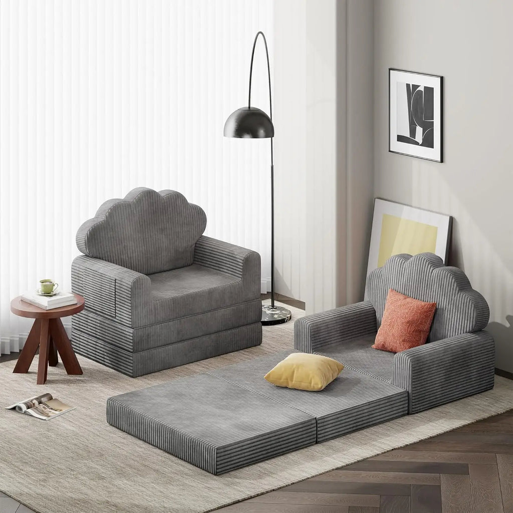 Folding Sofa Bed, Convertible Sleeper Chair Bed with Armrest/Back Support, Comfy Floor Sofa Futon Couch Lounge Foldable Mattress