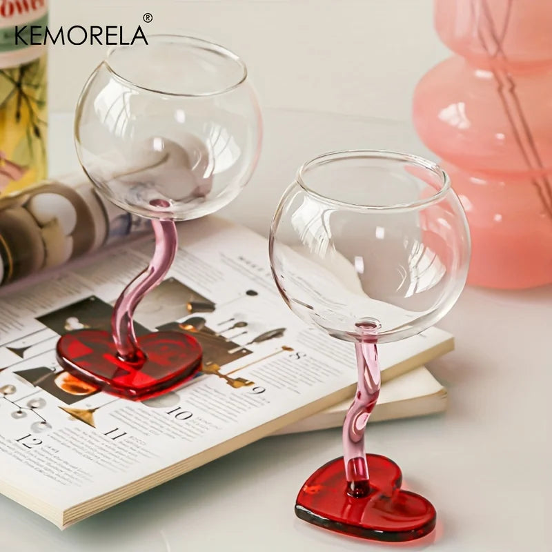 Red Heart Bottom Wine Glass Heat-resistant Cocktail Glass
