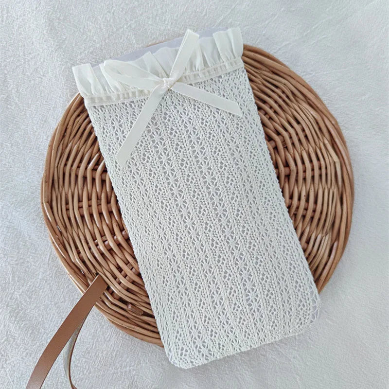 Retro Women Stockings Ruffle Long Socks Lolita Style Lace Knee High Sock Sweet Girls Cute Bow Thigh High Stocking