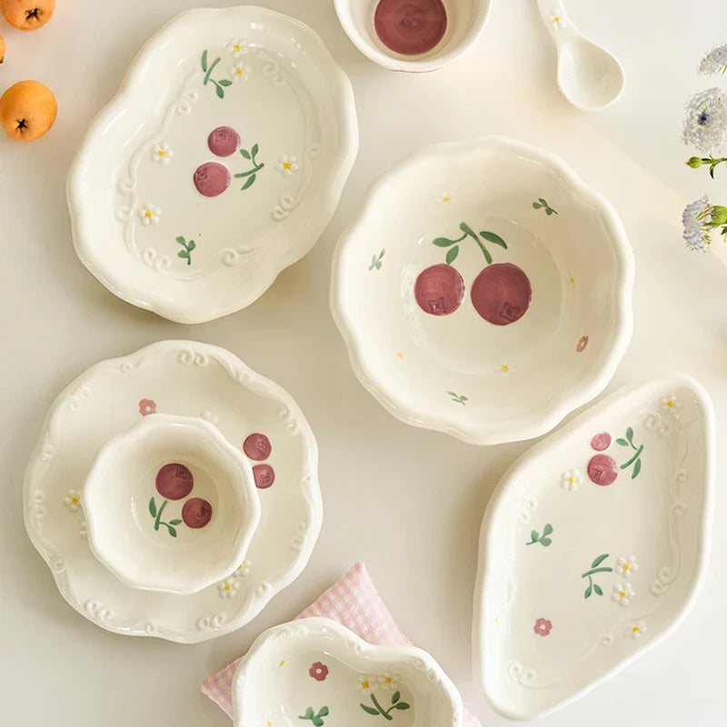 Light Luxury Ceramic Plate Sweet Lovely Dessert Salad Plate Delicious Dishes Dining Plates Exquisite Tableware