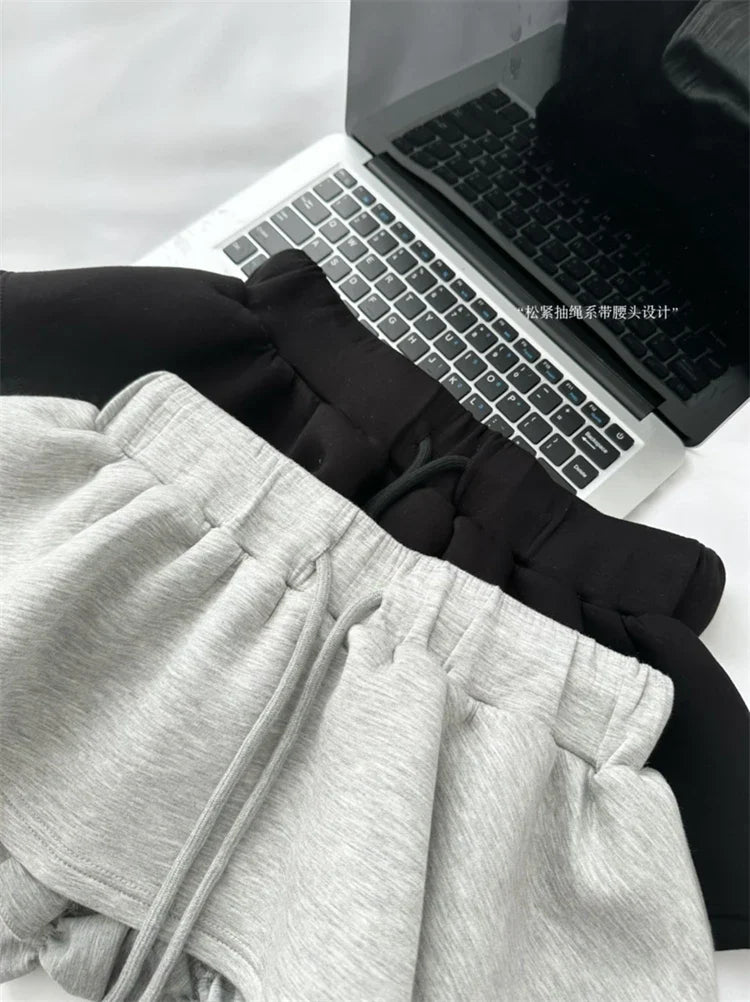 Women Preppy Elastic Waist Mini Skirt 2000s Coquette Design Shorts