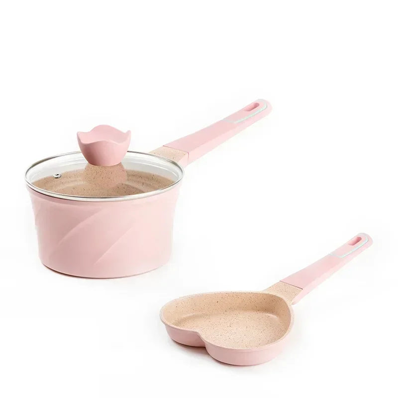 Mini Side Non-stick Cookware, Pink Love Egg Frying Pan for Kitchen, Mini Cooking Pot for Home Use, Cute and Efficient