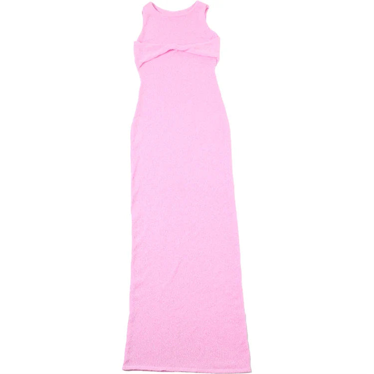 Knit Midi Pink Sweet Tanks Slim Dress