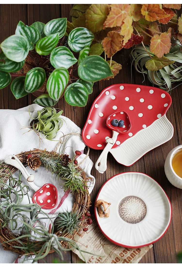 Cute Creative Ceramic Mushroom Shape Kitchenware