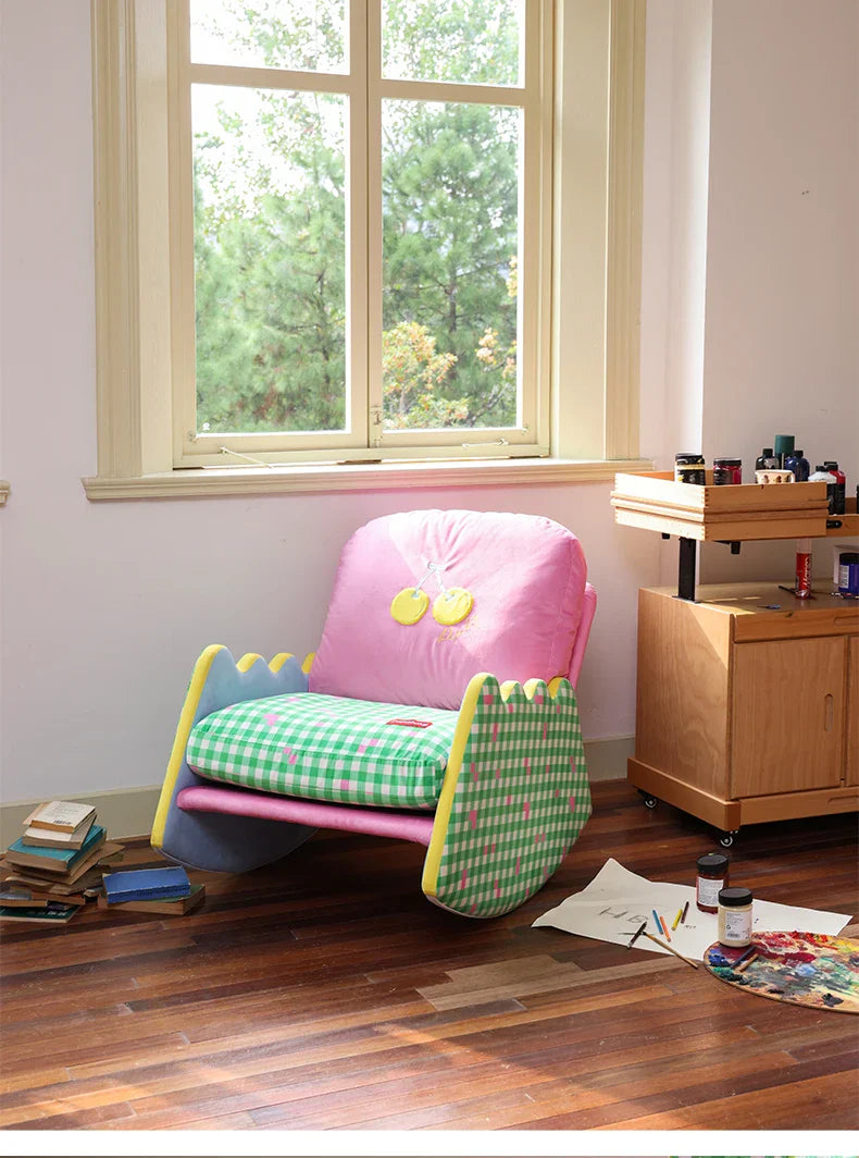 Modern Living Room Chairs Fabric Garden Relax Rocking Chair Lounge Bedroom Comfy Home Furniture