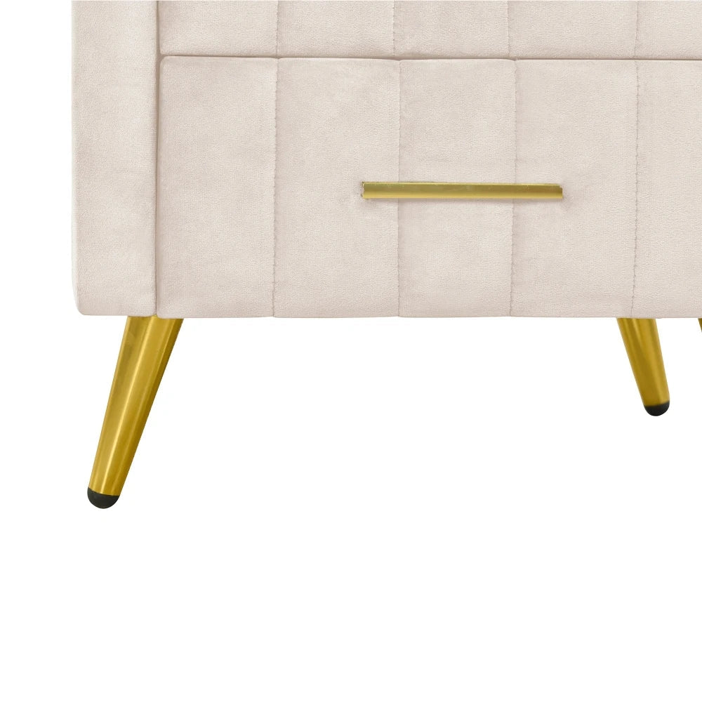 Pink 2 Pieces Bedroom Sets Queen Size Upholstered Bed Frame, Modern Corduroy Storage Ottoman