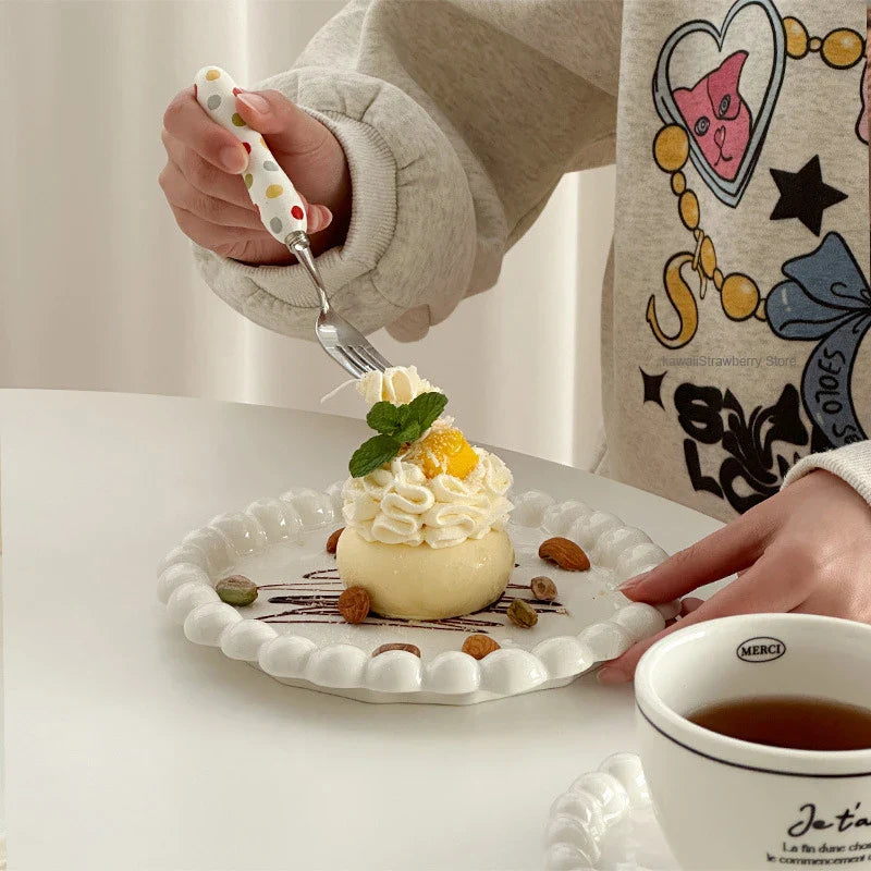 Cute Pearl Ceramic Plates Decorative Luxury Dish Kitchen Tableware