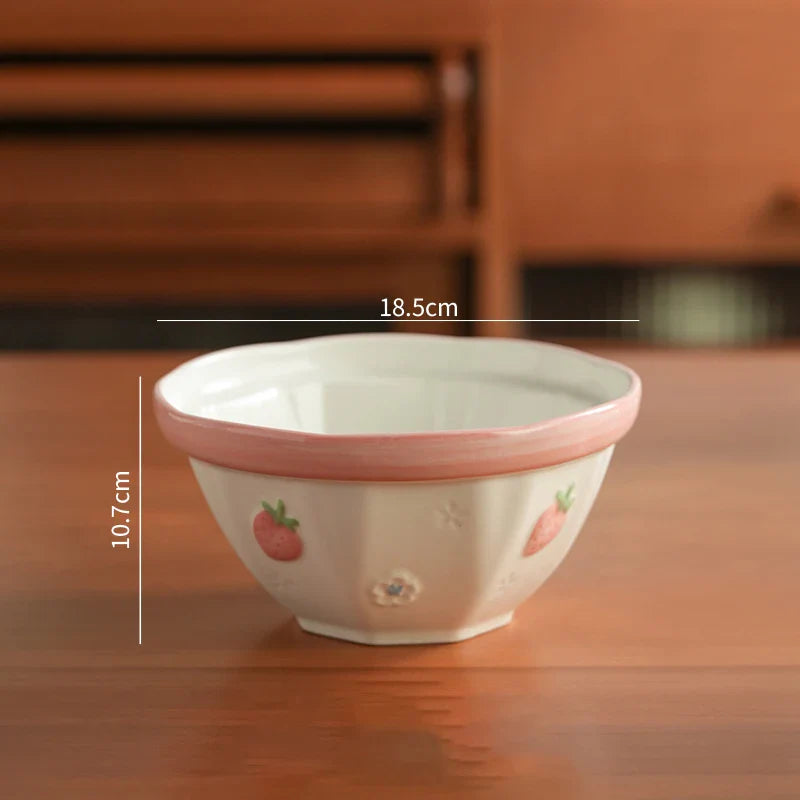High Grade Strawberry Pattern Cute Girl Plate Bowl
