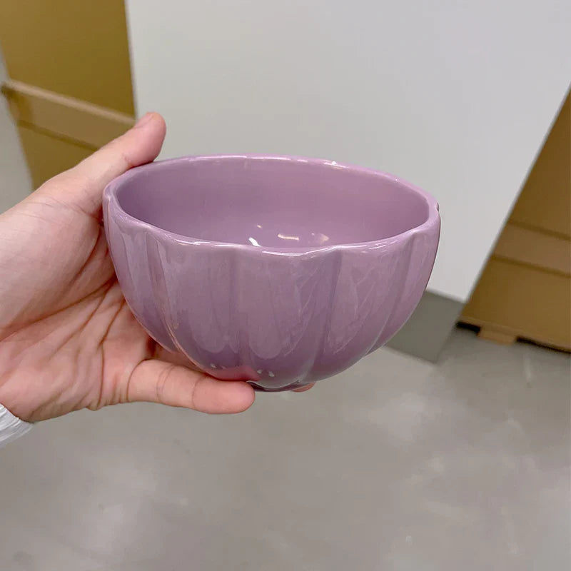 French Style Ceramic Plate Gradient Floral Shape Porcelain Dinnerware