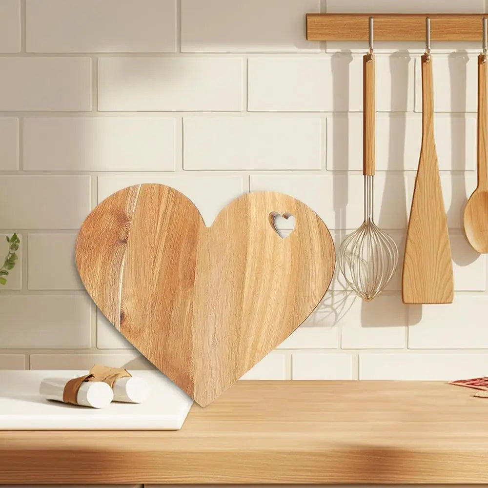 Wooden Cutting Boards for Kitchen Heart Shaped - Double Sided Portable Fruit Meat Chopping Charcuterie Serving Boards