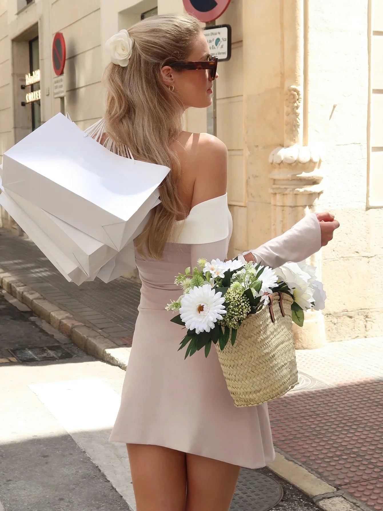 Off Shoulder Long Sleeves Slim Mini Dress Women's Sexy Elegant Outfit