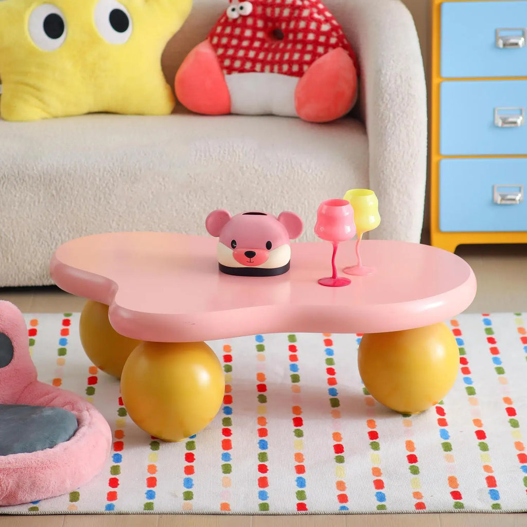 Pink Blue Dopamine Cloud Coffee Table - Modern Irregular Shape, Luxe Minimalist Side Table for Small Spaces