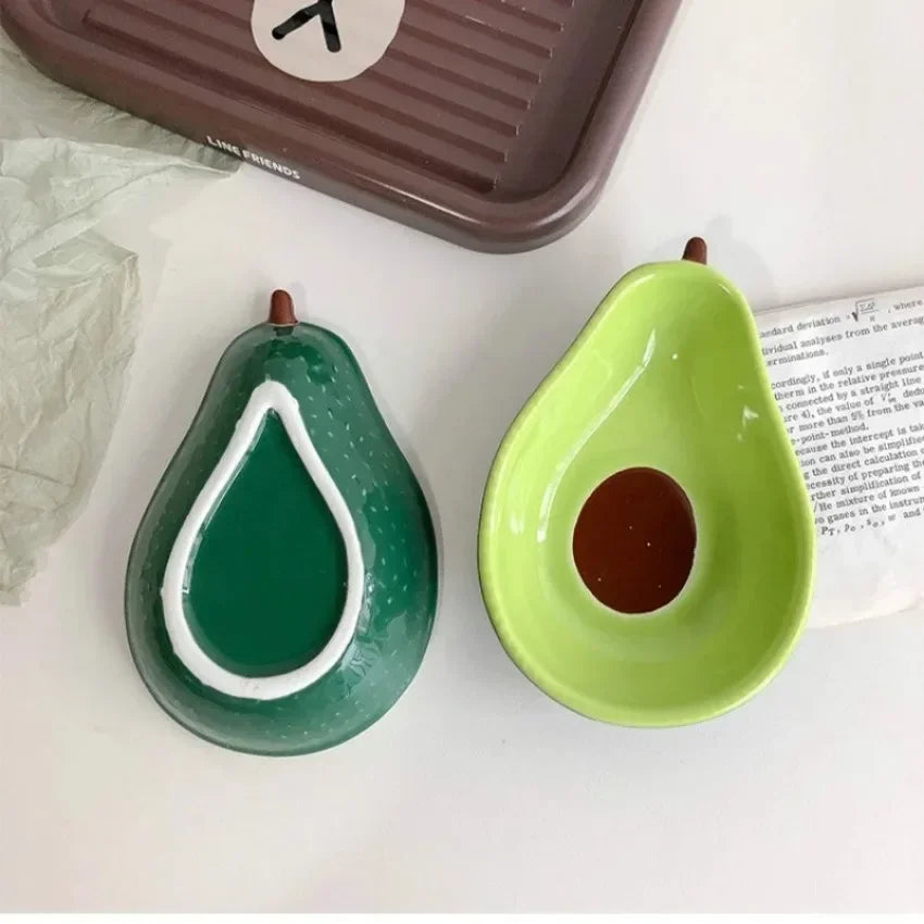 Creative Avocado Shaped Ceramic Dish Fruit Salad Plate Dessert Bowl