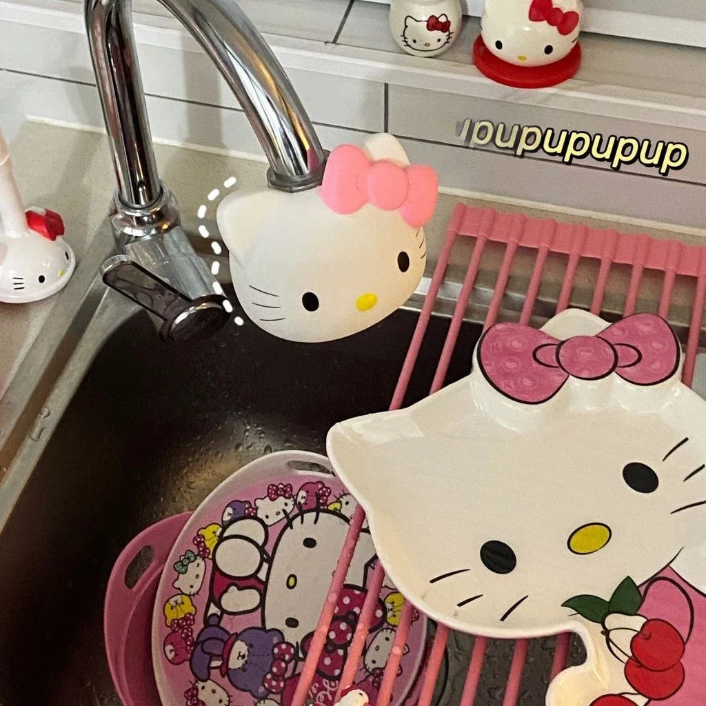 Creative Hello Kitty Kitchen Shower Faucet Kawaii Splash-proof Faucet Filter Household Rotatable Faucet Filter