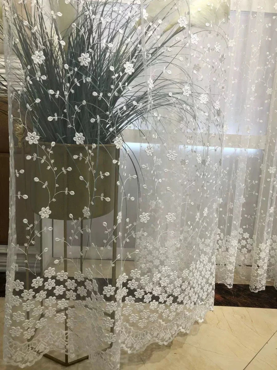 Embroidered White Curtains