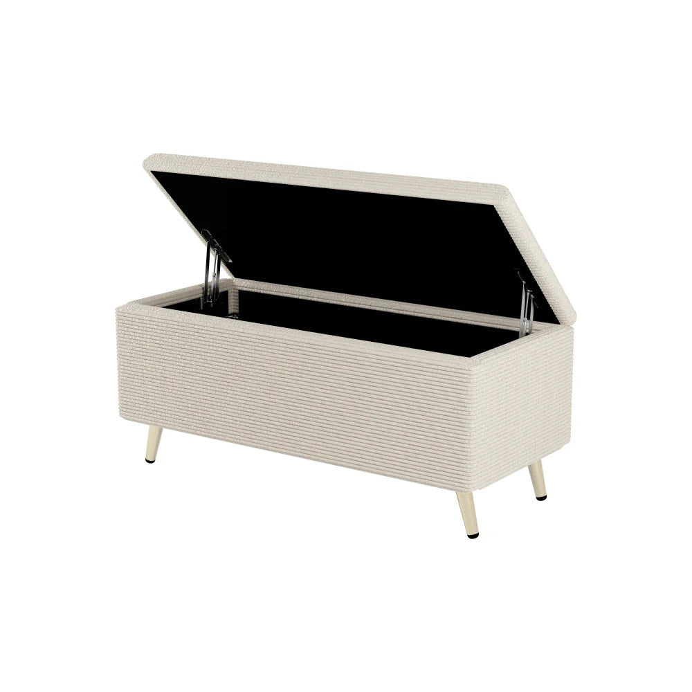 Pink 2 Pieces Bedroom Sets Queen Size Upholstered Bed Frame, Modern Corduroy Storage Ottoman