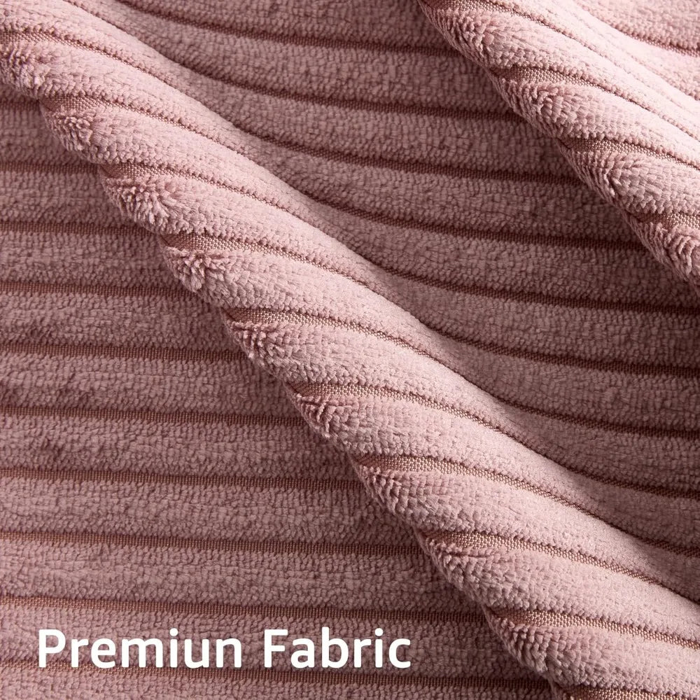 Modern Corduroy Sofa, 88.5 inch Wide, Living Room Couch with Wide Arms, 3-Seater Living Room Couch with Throw Pillows