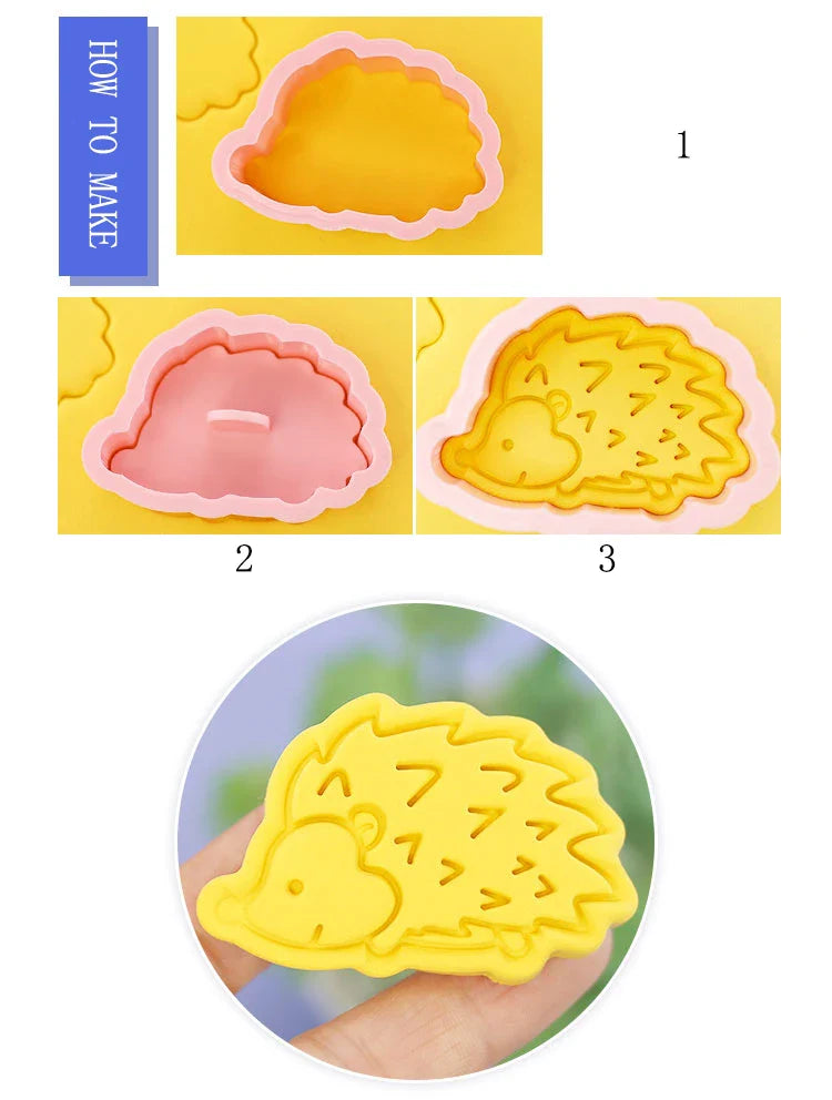 Cookie Cutters Plastic 3D Cute Cartoon Pressable Biscuit Mold Cookie Stamp Kitchen Baking Pastry Bakeware 8 Pcs/set