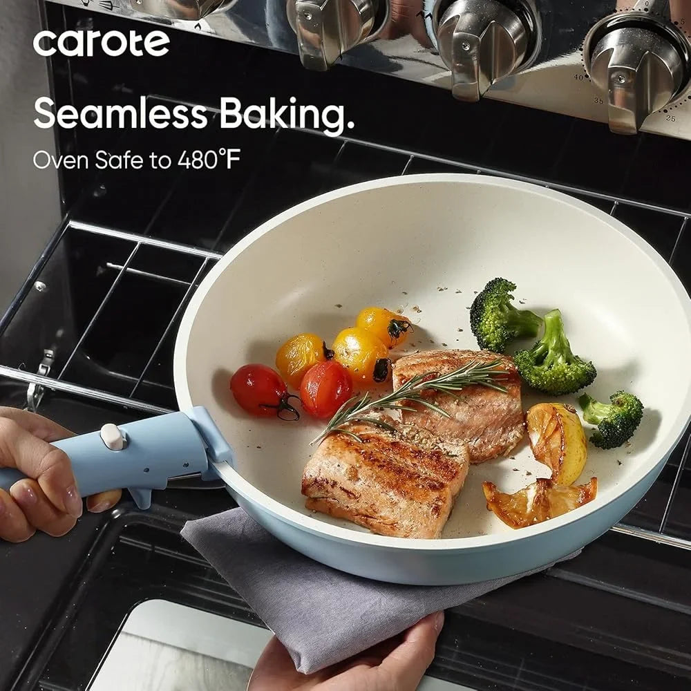 Nonstick Cookware Set 15pcs Detachable Handle Induction Pots and Pans Space Saving Kitchen Cookware Easy Clean Cookware Set