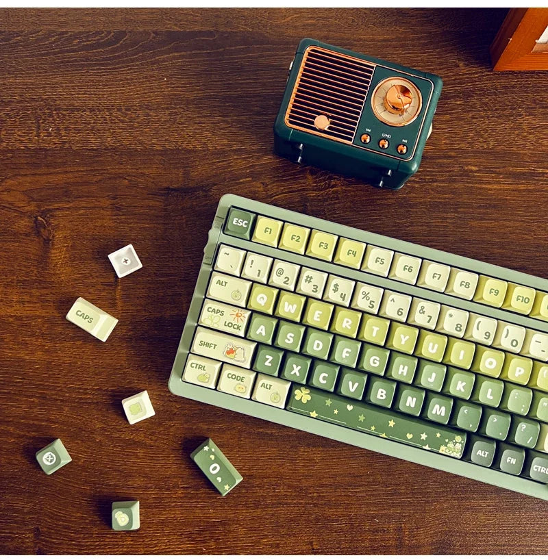 Matcha Green Keycap 133Keys Simple PBT XDA Highly Sublimated Mechanical Keyboard Universal Cartoon Rabbit Puppy Keycaps