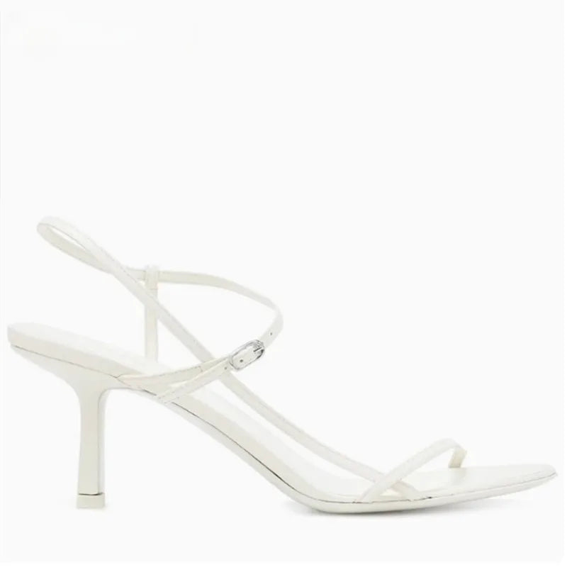 Thin Strap French Sandals With a Single Buckle Strap for Women, Slim Heels and Open-Toed High Heels