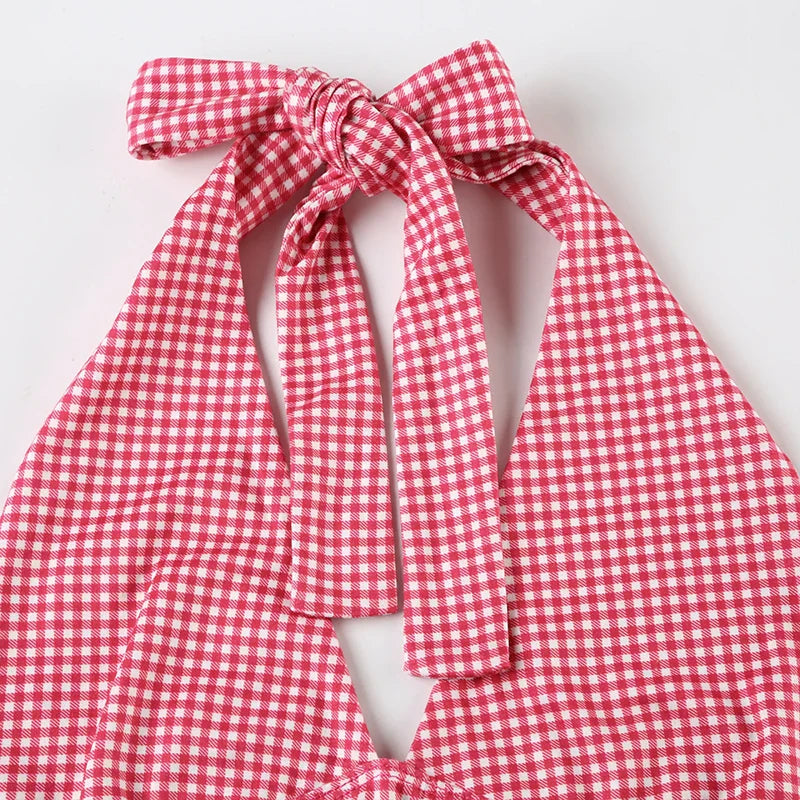 Fashion Y2k Sweet Halter Women Tanks Skinny Sleeveless Print Hotsweet V-Neck Backless Blouses