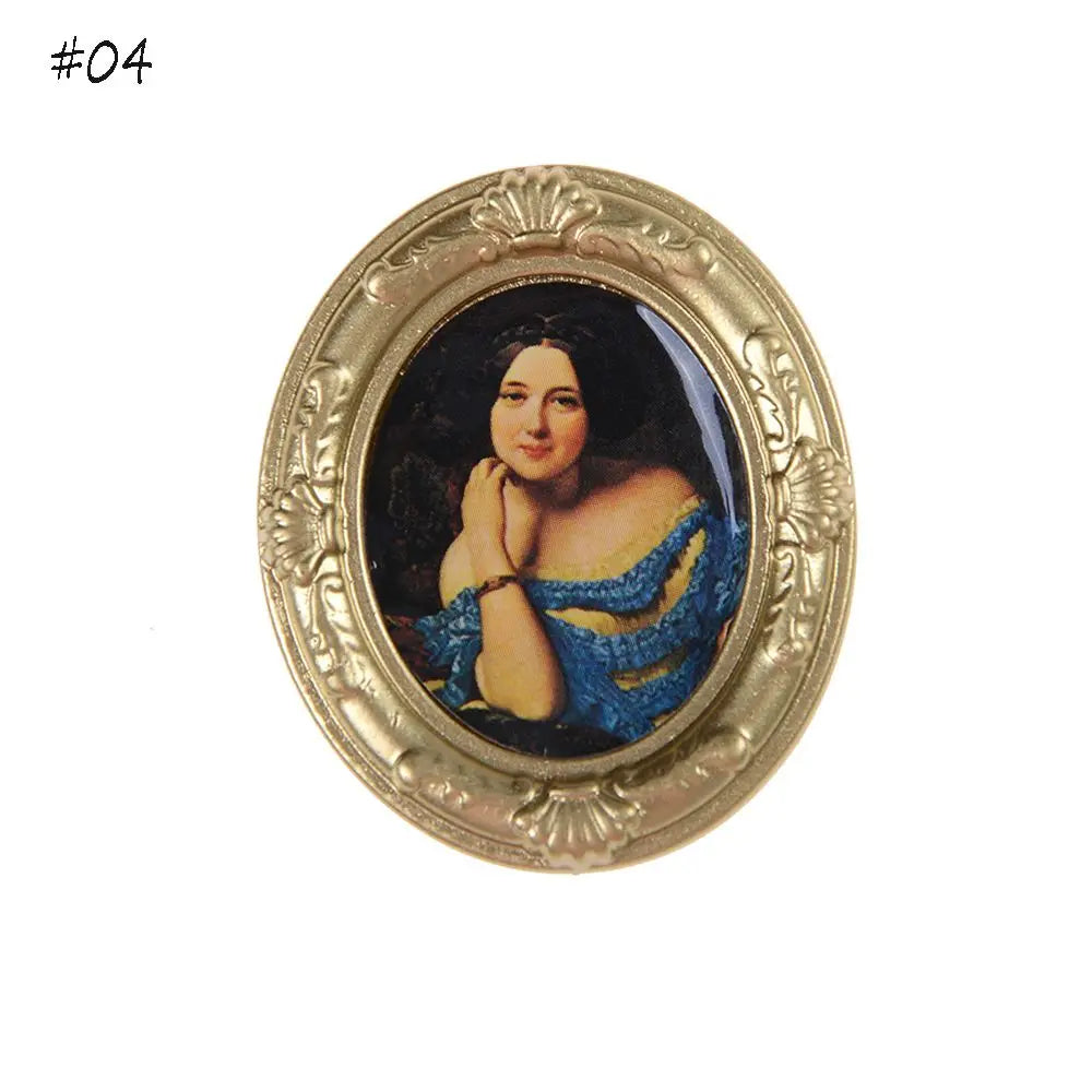 Mini Resin Wall Picture Vintage Framed Photos Miniature Oil Painting Accessories