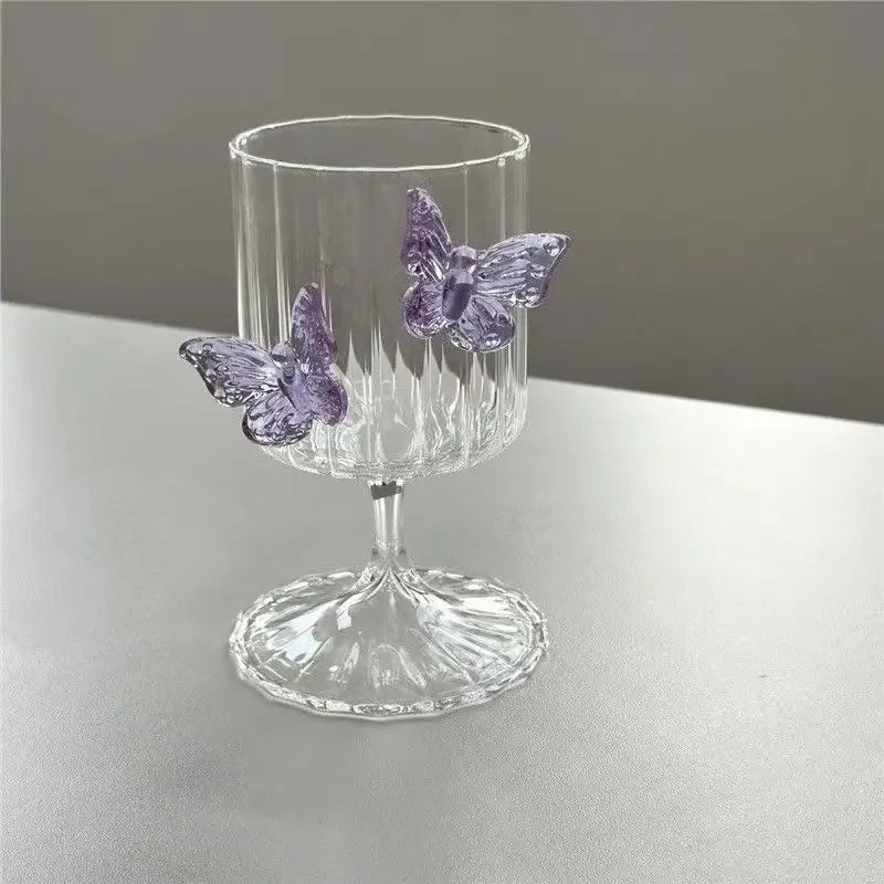 Original High Legged Glass Cup Butterfly Glassware Aesthetic Cup