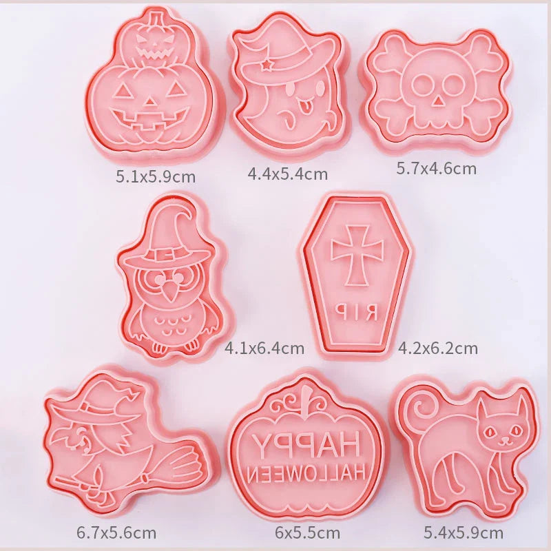 Cookie Cutters Plastic 3D Cute Cartoon Pressable Biscuit Mold Cookie Stamp Kitchen Baking Pastry Bakeware 8 Pcs/set
