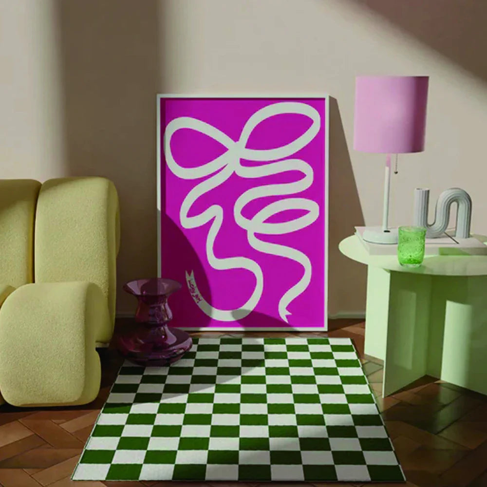 Modern Minimalism Lucky Girl Pink Bow Wall Art Canvas Poster Print Picture Painting For Living Room Bedroom Home Decor