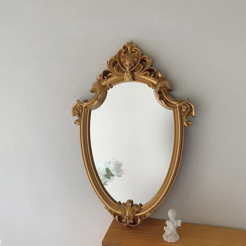 Vanity Mirrors Baroque Frame Mirror Gold Shield Wall Decorative Mirrors Plate