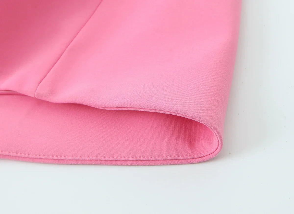 Ladies Pink Spaghetti Strap Dress Summer New Simple Style Women Slim Short Dress Party Fashion A-Line Dress