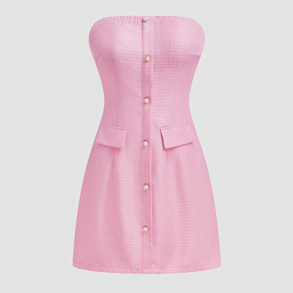 Plus Size Women's Spring Summer New Sweetheart Tunic Dress Pure Colour Pocket mini Short Dresses