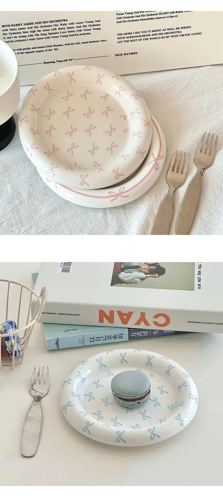 Heart Bow Ceramic Tableware Set Creative Breakfast Dessert Cake Plate