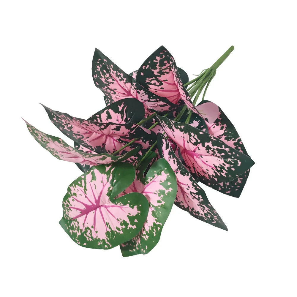 Pink Leaf Potted Plants Fake Artificial Plants Decoration Artificial Flower Simulation Ornament For Home Decor Party Wedding Dec