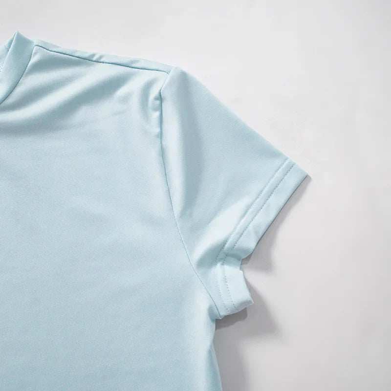 Casual Women 2 Piece Set Tracksuit Shorts Sleeve Crop Tops+Silky Leggings Matching