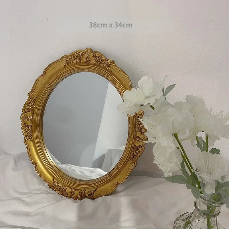 Vanity Mirrors Baroque Frame Mirror Gold Shield Wall Decorative Mirrors Plate