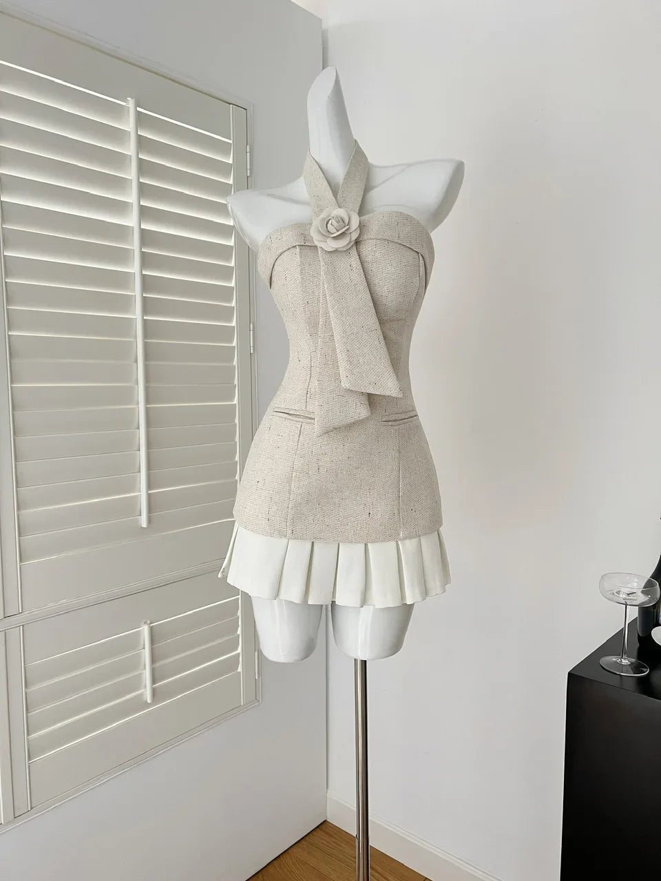 Halter Neck Dress Mini Frock Evening Shoujo One-Piece Gown