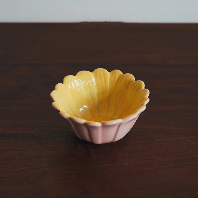 Ceramic Bowl 4.5 Inch Small Creative Floral Shape Dessert Bowl