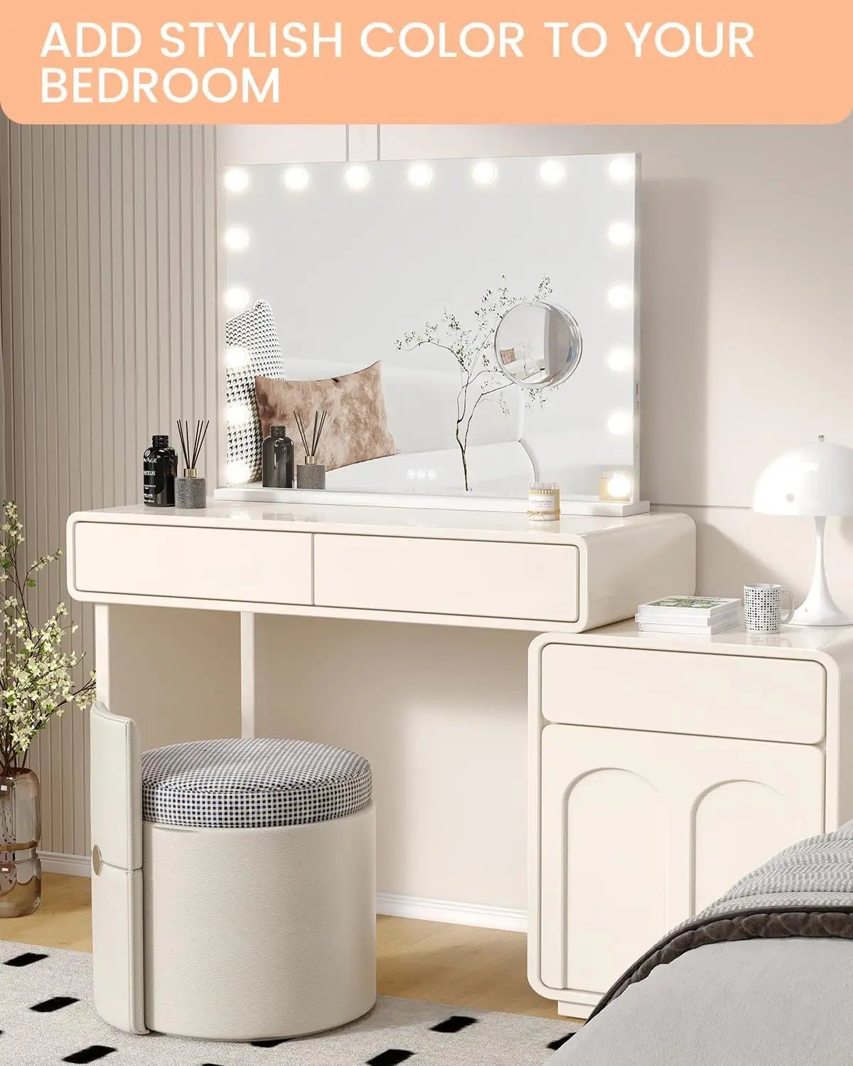 Vanity Mirror with Lights 17 Dimmable Led Bulbs Lighted 3 Color Modes Touch Control Makeup Mirror 3X Magnification
